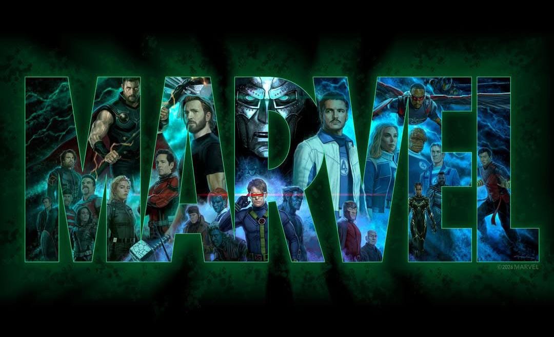 Marvel Reveals First Look at New ‘Avengers: Doomsday’-Themed Logo New Avengers Doomsday themed Marvel logo displayed at Comic-Con