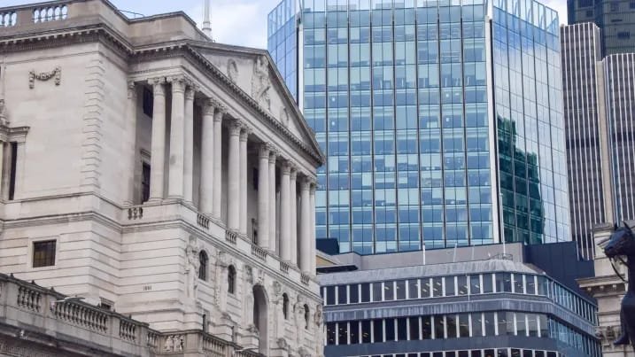 Bank of England building in London as the central bank holds its interest rate at 3.75%
