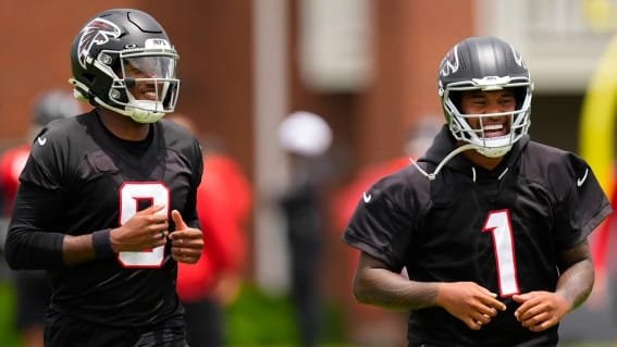 Falcons Add Cooper Rush as Tua Tagovailoa Sidelined With Minor Injury Tua Tagovailoa and Michael Penix Jr. during an Atlanta Falcons practice