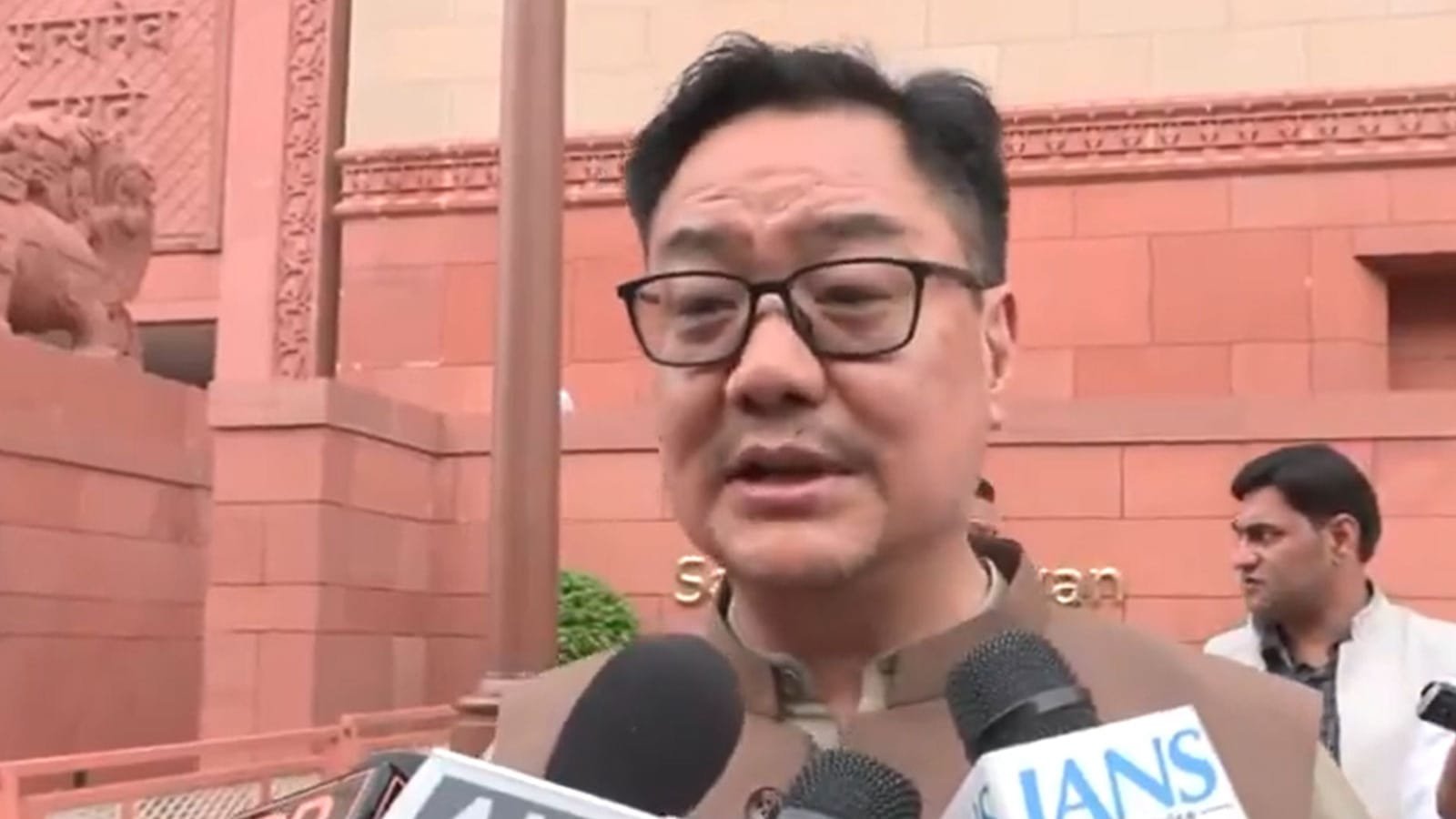 Kiren Rijiju speaking about Rahul Gandhi and Amit Shah in New Delhi