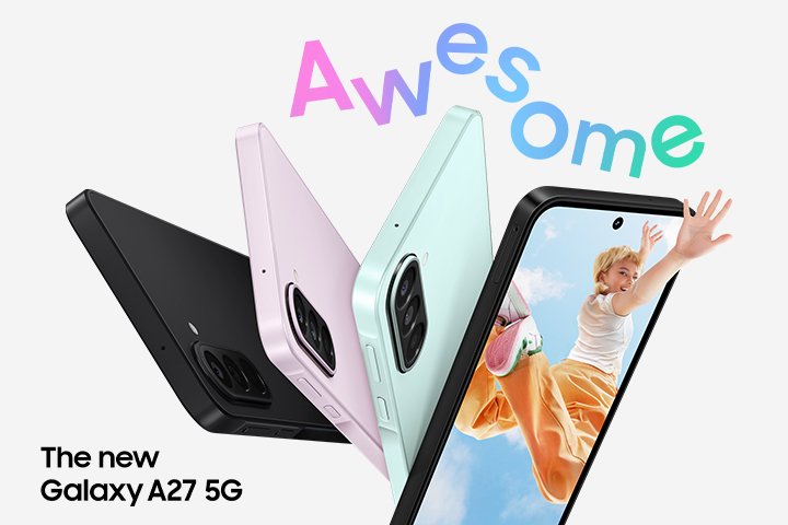 Samsung Galaxy A27 5G Price in India, Specifications and Key Features Samsung Galaxy A27 5G in Black showing its 50MP OIS triple rear camera and slim design