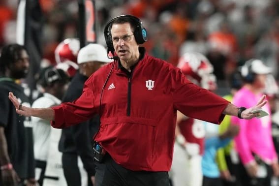 Indiana coach Curt Cignetti reacts during the College Football Playoff national championship game