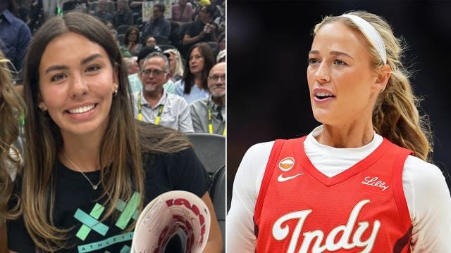 Sophie Cunningham Supporter Speaks Out After Seattle Storm Co-Owner Suspension Over Courtside Incident Ahnaleigh Wilson holding a Sophie Cunningham support sign during the Indiana Fever vs Seattle Storm WNBA game.
