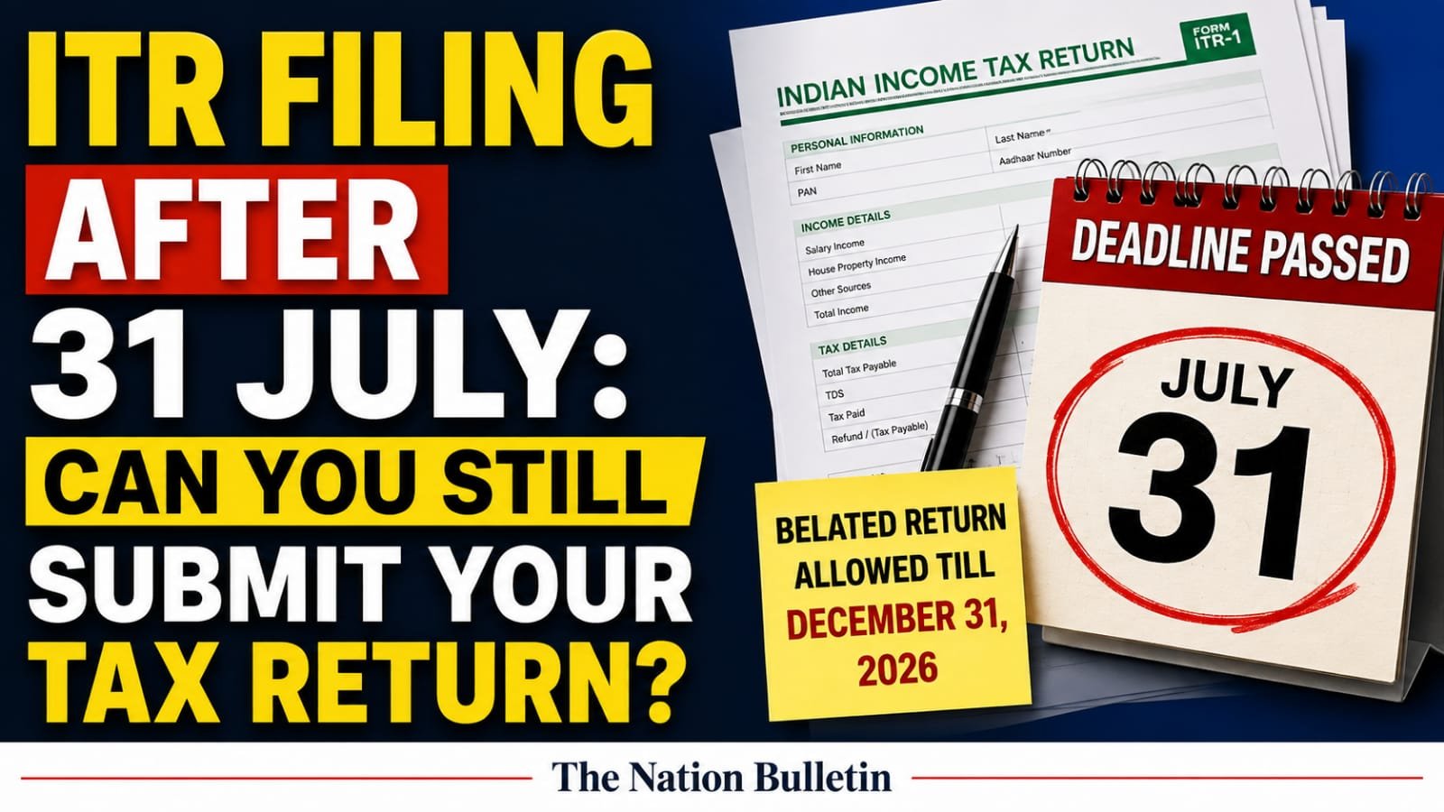 A taxpayer filing an Income Tax Return online after the July 31 deadline using the Income Tax e-filing portal.