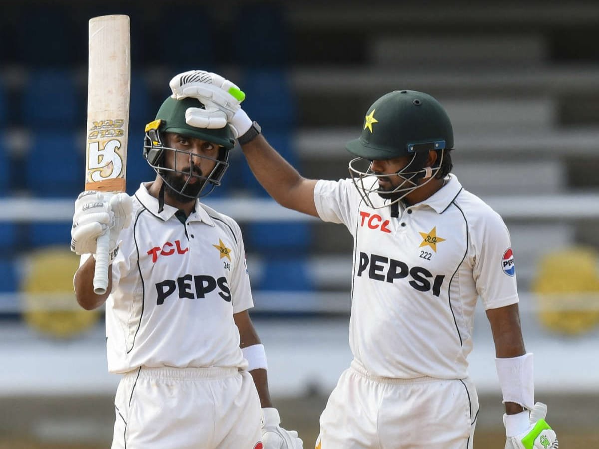 West Indies vs Pakistan 2nd Test:Pakistan Fight Back Through Abdullah Shafique and Babar Azam After West Indies Post 344 on Day 2 of Port of Spain Test Abdullah Shafique celebrates his unbeaten century during Pakistan vs West Indies second Test in Port of Spain.