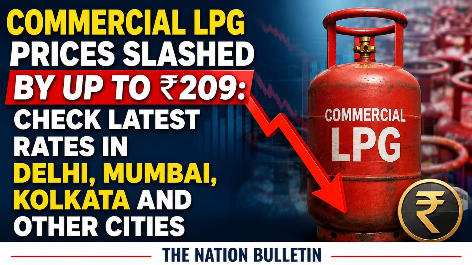 Commercial LPG Prices Cut by Up to ₹209: Check Latest Rates in Delhi, Mumbai, Kolkata and Other Cities Commercial LPG cylinders with updated city-wise LPG prices effective from August 1, 2026.
