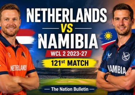Netherlands and Namibia players ahead of their WCL 2 match in Utrecht