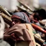 Houthi supporter during a pro-Iran demonstration in Sanaa, Yemen