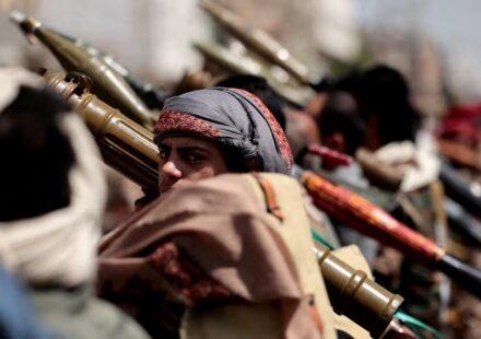 Houthi supporter during a pro-Iran demonstration in Sanaa, Yemen