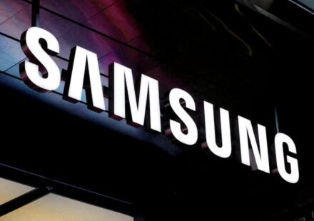 Samsung Electronics logo at the company’s technology store in Seoul