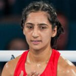 Preeti Pawar celebrates after reaching the women’s 54kg boxing final at CWG 2026