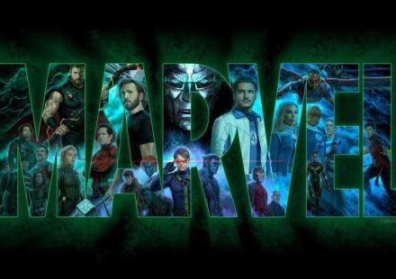 New Avengers Doomsday themed Marvel logo displayed at Comic-Con