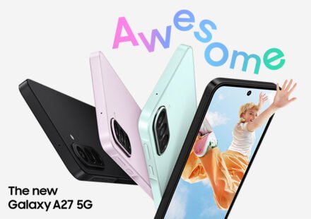 Samsung Galaxy A27 5G in Black showing its 50MP OIS triple rear camera and slim design