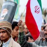 Houthi supporters rally in Sanaa during escalating Yemen War 2026 tensions and renewed military conflict.
