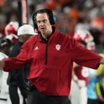 Indiana coach Curt Cignetti reacts during the College Football Playoff national championship game