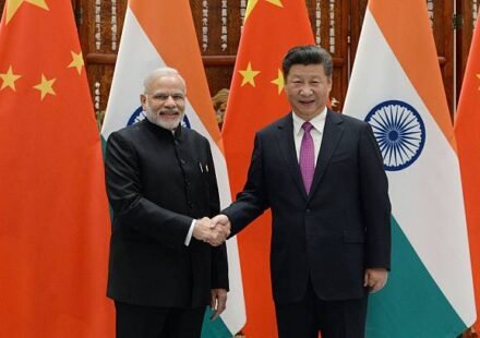 Narendra Modi and Xi Jinping during a high-level India-China diplomatic meeting
