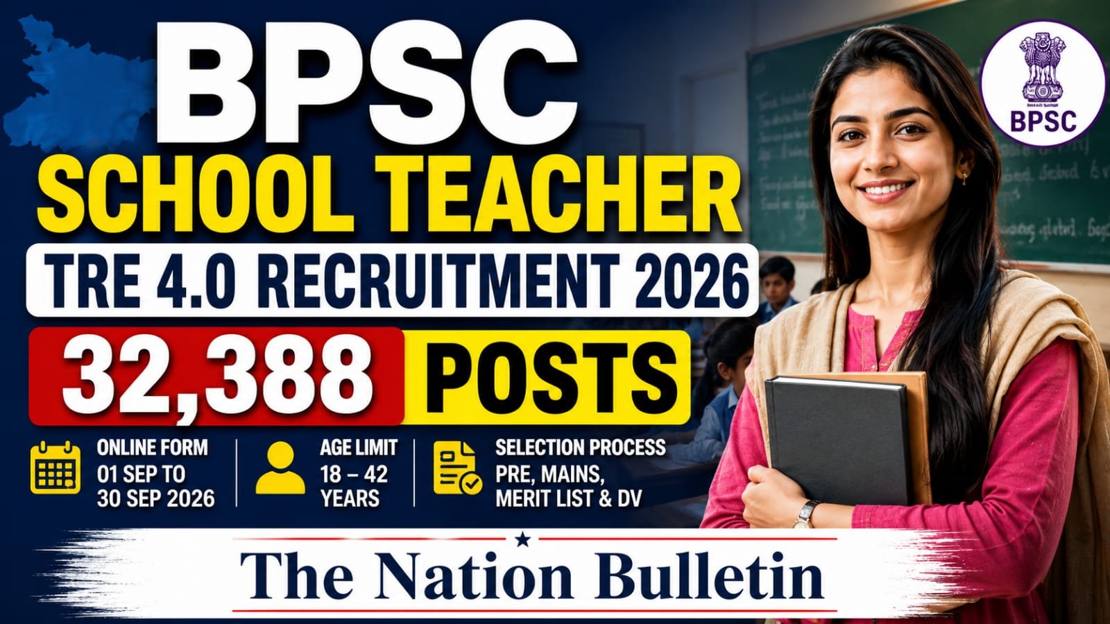 BPSC School Teacher TRE 4.0 Recruitment 2026 for 32,388 teacher posts