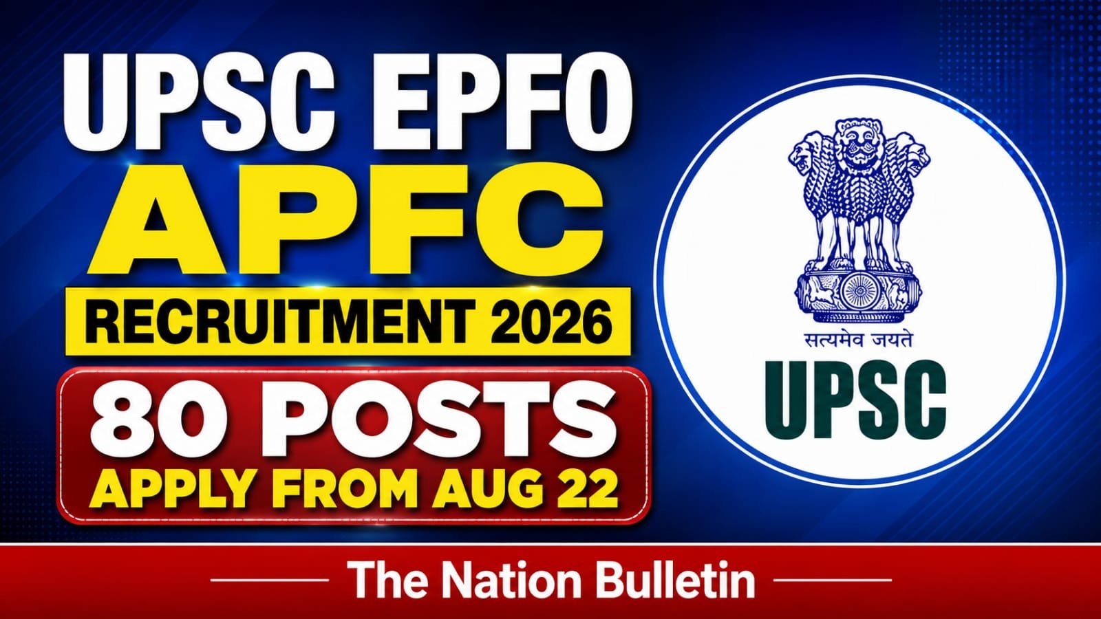 UPSC EPFO APFC Recruitment 2026 notification for 80 Assistant Provident Fund Commissioner posts