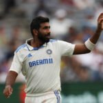 India fast bowler Jasprit Bumrah during a Test match before being ruled out of the Sri Lanka Test series due to a knee injury.