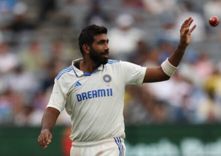 India fast bowler Jasprit Bumrah during a Test match before being ruled out of the Sri Lanka Test series due to a knee injury.