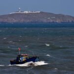 Chinese fishing boat sailing across the Taiwan Strait near Fujian province