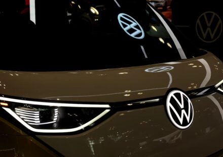 Volkswagen logo at the New York International Auto Show