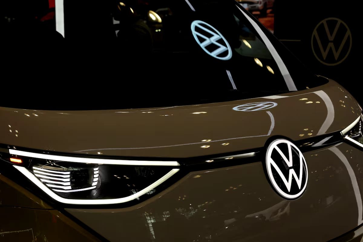 Volkswagen Plans US Overhaul With New Pickup Truck: Report Volkswagen logo at the New York International Auto Show