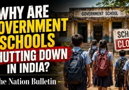 Government school building in India highlighting the debate over school closures, rationalisation and access to education.