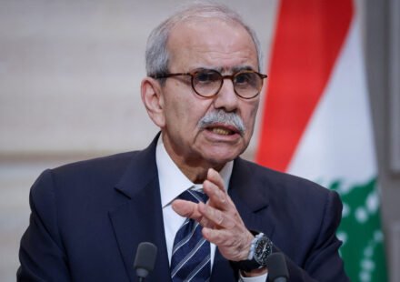 Lebanese Prime Minister Nawaf Salam speaks after condemning recent Israeli military actions in southern Lebanon.