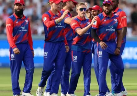 Jofra Archer celebrates after taking four wickets during Southern Brave's victory over London Spirit in The Hundred Men's Competition 2026.