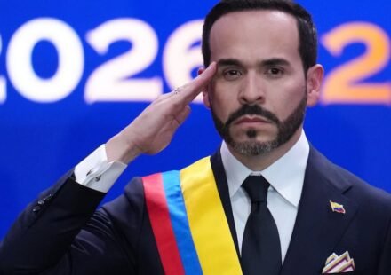 Colombian President Abelardo de la Espriella speaks during his inauguration in Bogota