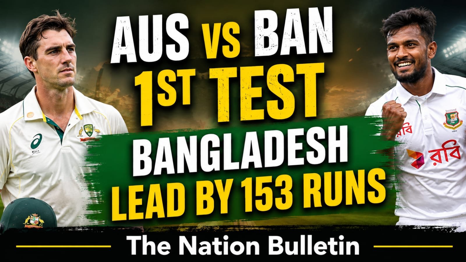 AUS vs BAN 1st Test: Bangladesh Lead by 153 Runs AUS vs BAN 1st Test Day 2 Bangladesh lead Australia by 153 runs