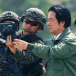 Taiwan President Lai Ching-te attends a drone demonstration during Han Kuang military exercises in Kaohsiung