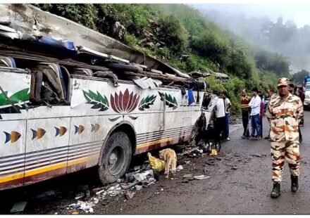 Rescue operation after private bus accident near Chalunj Mor in Chamba