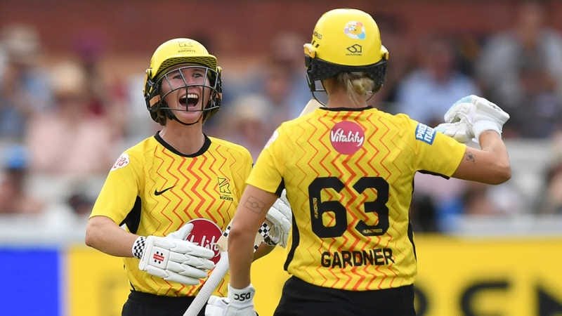 Trent Rockets celebrate their maiden Women's Hundred title after beating Sunrisers Leeds at Lord's