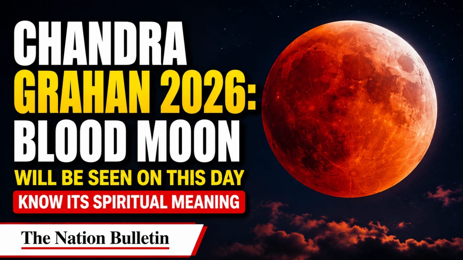 Chandra Grahan 2026 deep partial lunar eclipse with a red and copper-coloured Moon