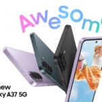 Samsung Galaxy A37 5G smartphone featuring Galaxy AI, 50MP triple rear camera, Nightography, Super HDR selfie camera and 5,000mAh battery.