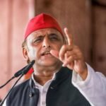 Samajwadi Party chief Akhilesh Yadav addressing a press gathering