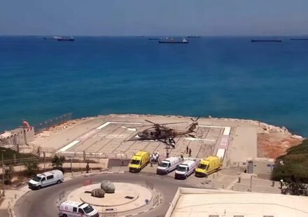 Israeli casualties arrive by helicopter after an explosion in southern Lebanon during border operations.