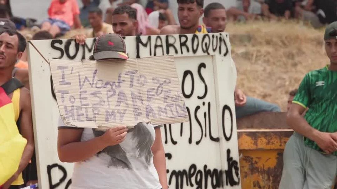 Ceuta Migrants Demand Asylum in Spain Protest Ceuta migrants demand asylum during protest in Spain