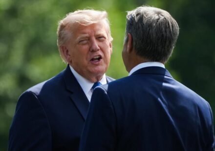 President Donald Trump speaks as Todd Blanche's attorney general nomination faces uncertainty in the Senate.
