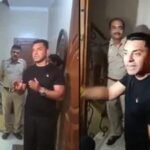 Tehseen Poonawalla speaking outside his residence while alleging he was placed under house arrest ahead of his planned protest against the E20 petrol policy.