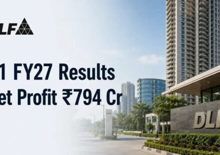 DLF Q1 FY27 financial results showing ₹794 crore net profit and ₹1,317 crore operating cash flow.