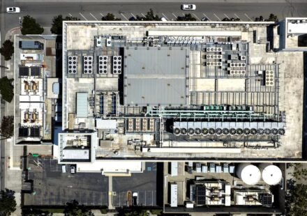 Cooling infrastructure at a US data center as the Trump administration considers restrictions on Chinese-made data center components.