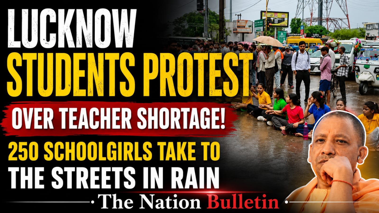 Lucknow Students Protest Teacher Shortage, March Through Rain Towards Hazratganj Lucknow students protest teacher shortage at Jayaprakash Narayan Sarvodaya school