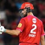 Matt Short celebrates his unbeaten 60 during Welsh Fire's victory over Southern Brave in The Hundred 2026 at Cardiff.
