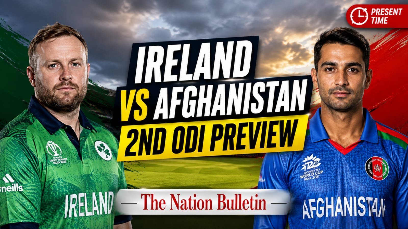Ireland Vs Afghanistan 2nd ODI : Ireland and Afghanistan captains ahead of the 2nd ODI at Bready Cricket Club.