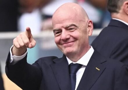 FIFA President Gianni Infantino speaks during an official football event amid debate over FIFA's commercial plans.