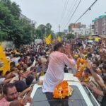 Prashant Kishor celebrates after winning the Bankipur Assembly by-election in Bihar.