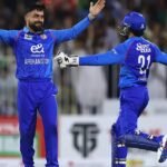 Rashid Khan celebrates a wicket during Afghanistan vs Ireland second ODI